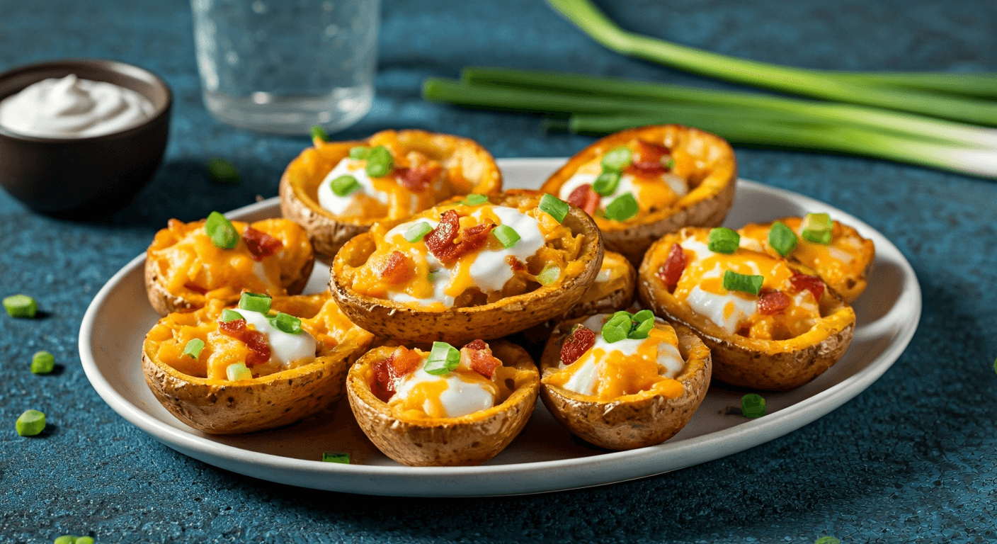 Loaded Potato Skins with Crispy Bacon & Mature Cheddar
