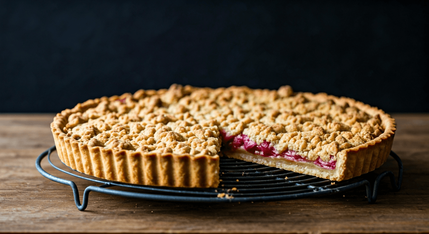 Ginger & Orange Rhubarb Crumble Tart