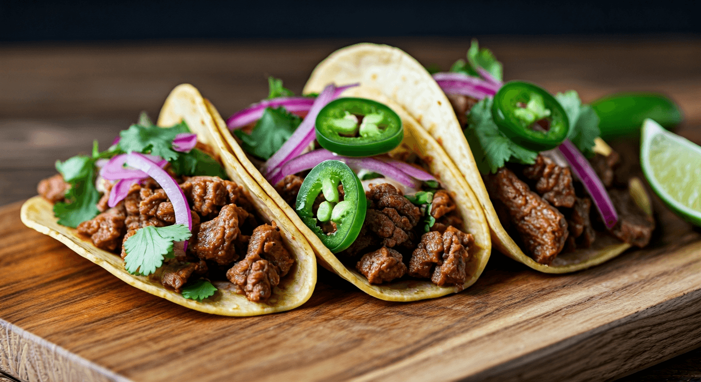 Spicy Chipotle Beef Tacos with Avocado Crema