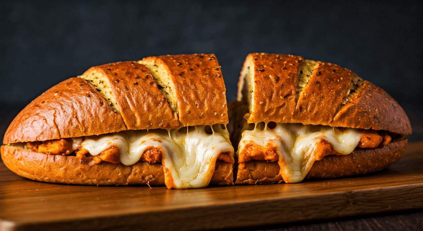 Cheesy Chicken Tikka Garlic Bread Sandwich